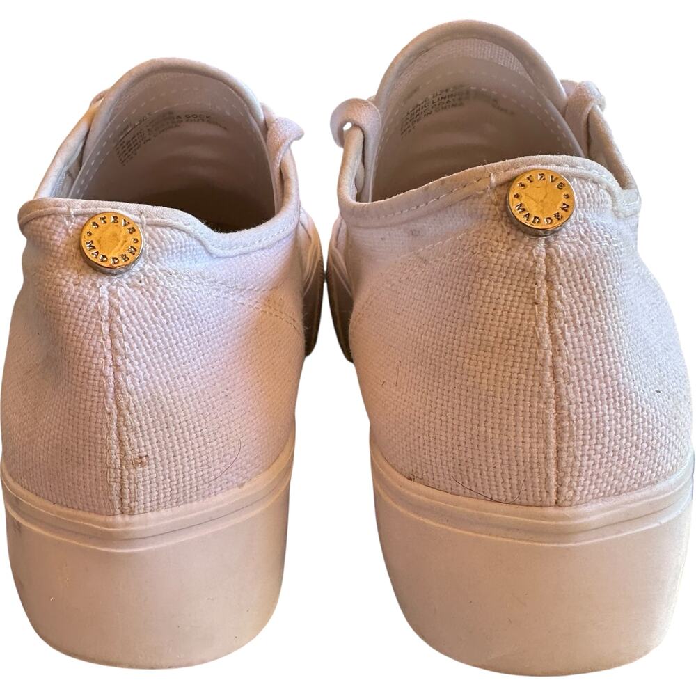 Steve Madden White Platform Sneaker Sz 8 Lace Up … - image 5